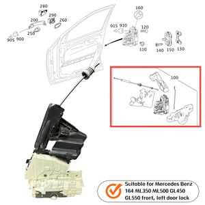 Pour Mercedes-Benz 164 ML340, ML500, GL450, GL550: Serrure de porte avant, gauche, serrure de porte, loquet de verrouillage, mécanisme de verrouillage - Product Image 2