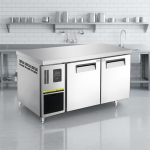 <span class=keywords><strong>Réfrigérateur</strong></span> de préparation <span class=keywords><strong>sous</strong></span> comptoir à double porte en acier inoxydable commercial - Plan de travail de cuisine facile à nettoyer et refroidisseur de présentation - Product Image 1