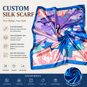 Custom Printed 100% Mulberry Silk <b>Square</b> <b>Scarf</b> Any Size OEM Luxury Satin Silk <b>Scarf</b> for Women Fashion Neck Wrap - Product Image 1