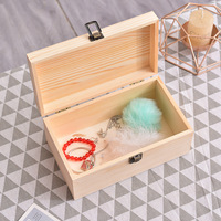 Boîte à Bijoux Rectangulaire en Bois Massif de Haute Qualité avec Couvercle Rabattable