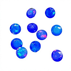 Ópalos Azules Naturales, Corte Brillante Redondo, Piedras Preciosas Sueltas, Iridiscentes, Pulimentadas, Tratadas con Cera/Aceite, Joyas Jaura para la Fabricación de Joyas - Product Image 4