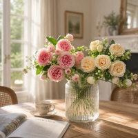 Buket Bunga Mawar Peony Buatan Bohemian Tahan Air, Sutra, Gaya Persia untuk Dekorasi Pernikahan, Rumah, dan Centerpiece Meja