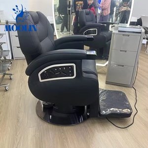 Fauteuil de coiffure électrique de luxe MOOLIN en cuir noir robuste pour hommes – Qualité supérieure pour salon de beauté moderne - Product Image 2