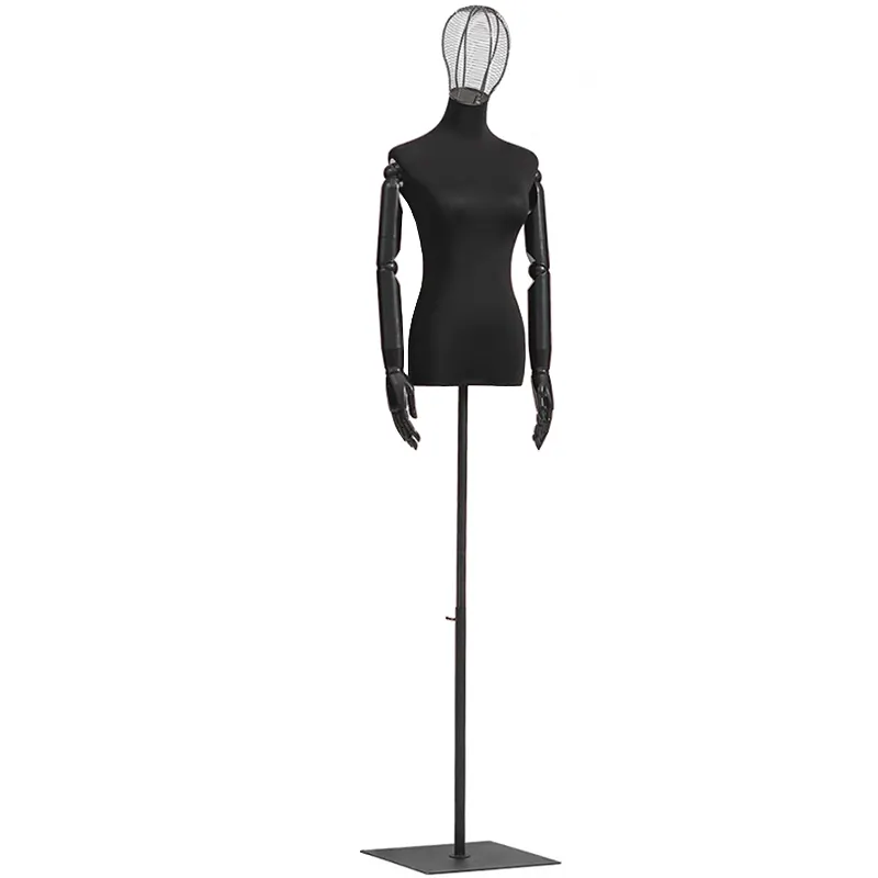 衣料品店レディディスプレイドレスフォームマネキン女性上半身女性マネキン黒綿布