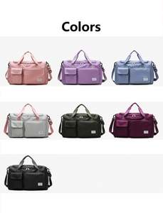 Sac de voyage en polyester et nylon avec impression de logo personnalisé, grand sac de sport, sac de gym, sac à bandoulière, sac de week-end, sac de nuit pour femmes - Product Image 6