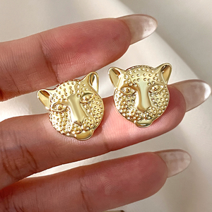 <b>Earrings</b> Wholesale Bulk Animal Jewelry Studs 18K Gold Plated <b>Cute</b> Leopard <b>Earrings</b> for Women - Product Image 4
