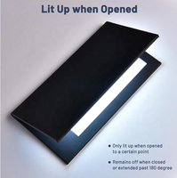 Emboss Logo personnalisé Panneau de deux pages 8.5*14 "A3 Cuir Illuminé Led Menu Cover Holder Book