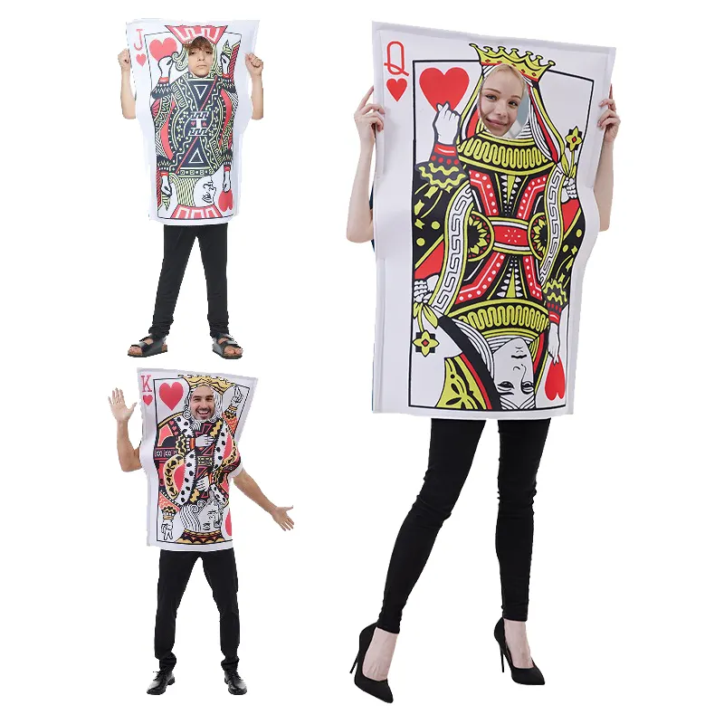 Hot Selling Funny Poker Cosplay Party Performance Costume Halloween Costumes J Q K for Children and Adults Free Size