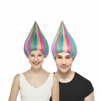 Perruque de cosplay pour spectacle de scène de Noël, perruque d'elfe oignon arc-en-ciel pour adultes, perruque de fête d'Halloween pour trolls