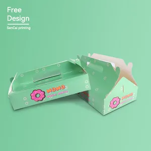 花式全定制食品级纸厚甜甜圈盒包装甜甜圈定制标志设计印刷批发