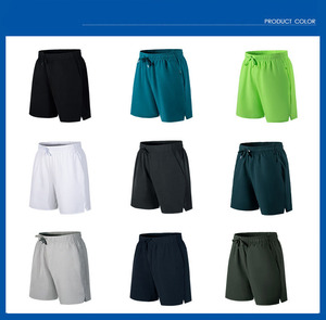 Yaz eğitim spor egzersiz erkekler için kısa pantolon özel logo hızlı kuru rahat spor Fitness şortu - Product Image 5