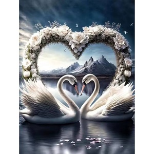XIXI Diamond Painting Série Paysage Animalier Lac aux Cygnes, Art de Broderie Acrylique Peint à la Main, pour une Ambiance Sophistiquée - Product Image 1