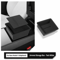 Boîte de rangement pour accoudoir Tesla Model 3 Highland et Model Y YL 2025, tapis organisateur en ABS, ajustement personnalisé, non destructif, noir, blanc, gris