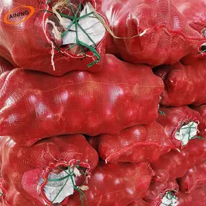 5080 सेमी उज्ज्वल लाल ट्यूबलर लेनो छोटे पेप्प नेट बैग फायरवुड आलू प्याज सब्जी पैकेजिंग मेष बैग