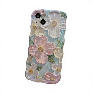 Funda de Teléfono TPU con Diseño de Flores Pintadas al Óleo para 17 <span class=keywords><strong>Pro</strong></span> Max y 12 <span class=keywords><strong>Pro</strong></span>/11, Diseño Animal, Antigolpes, Bloqueador de Luz Azul - Product Image 1