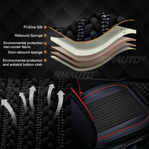 Coussin de siège de voiture en cuir soyeux glacé universel bleu noir pour la plupart des voitures, housse de siège de voiture douce et rafraîchissante pour l'été - Product Image 2