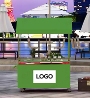 Chariot mobile de présentation de desserts et bonbons pour l'extérieur avec toit de protection, chariot de vente ambulant sur roues pour événements, foires, mariages, vente au détail