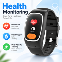 Montre connectée carrée 4G LTE GPS avec alerte de chute SOS, étanche IP67, bracelet en silicone, charge magnétique, surveillance de sécurité d'urgence pour personnes âgées