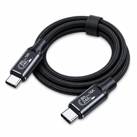 Câble USB-C Thunderbolt 5 240W PD Charge Rapide Transfert de Données 80 Gbit/s Vidéo 16K Blindé en Nylon Noir pour Ordinateur Portable Téléphone OEM