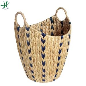 Large <b>Wicker</b> <b>Laundry</b> <b>Basket</b> with Handles Water Hyacinth Cloth Hamper for Clothing Storage Natural Color - Product Image 6