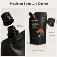 Pochette souple noire mate personnalisée avec bec verseur 600 ml, emballage autoportant pour café, gommage corporel, liquide, jus, soins de la peau et cosmétiques