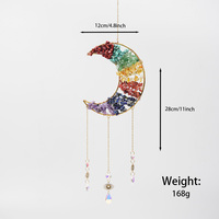 En gros, attrape-soleil en cristal naturel de haute qualité, améthyste lune, carillon éolien, prisme suspendu décoratif peint