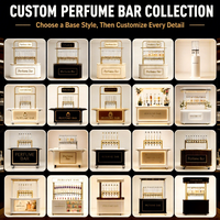 Station de dégustation de parfums haut de gamme et écologique, bar à parfums, surface en marbre, design mobile, stand de vente de luxe pour centre commercial, salle d'exposition, avec éclairage LED