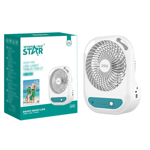 Ventilateur USB portable Winning Star Mini, moteur DC 6W, batterie rechargeable, blanc - Product Image 1