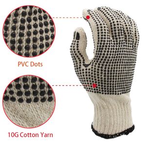 Venta al por mayor de guantes de protección laboral de punto de <span class=keywords><strong>PVC</strong></span> negro de hilo de algodón de calibre 10 para reparación de automóviles - Product Image 2