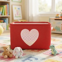 Ensemble de 3 paniers de rangement pour jouets écologiques et mignons en polyester matelassé avec poignées, imprimé cœur, pour chambre d'enfant, chambre à coucher, placard