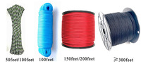 Paracorde fluorescente phosphorescente 2mm-5mm, 2m/3mm/4mm, nylon/PP/Pet, cordes de tente de parachute fluorescentes emballées pour une utilisation facile