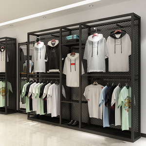 Diseño de <span class=keywords><strong>Tienda</strong></span> Completo: Estantería Metálica Ecológica para Artículos Deportivos, con Placa Trasera para Montaje en Suelo y Pared, Estante para Ropa Masculina para Tiendas de Ropa - Product Image 4