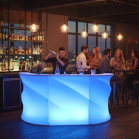 Comptoir de bar LED RVB lumineux, portable, en plastique blanc, pour l'extérieur, mobilier de fête pour discothèque, café, KTV, lounge, vente en gros