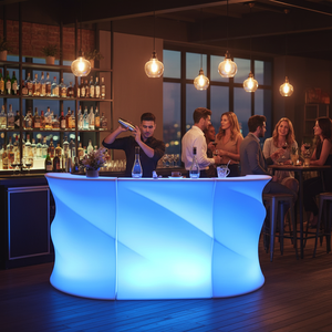 Barra de <span class=keywords><strong>Bar</strong></span> LED RGB Iluminada, Mueble de Plástico Blanco Portátil para Fiestas al Aire Libre, para Discotecas, Cafés, KTV, Salones, Venta al Por Mayor - Product Image 4