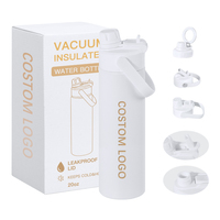 Bouteille d'eau isotherme à double paroi en acier inoxydable 304 de 20 oz avec paille et couvercle à poignée, idéale pour le sport, les activités de plein air et la randonnée