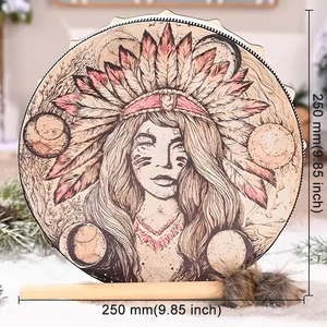 Tambour chaman tambour à main de 10 pouces avec bâton de tambour instrumental pour la méditation de réflexion de musique spirituelle - Product Image 6