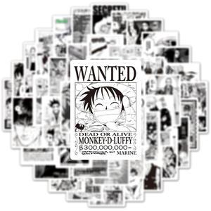 50 nouveaux autocollants noirs et blancs de <span class=keywords><strong>manga</strong></span> comique japonais pour décoration murale de téléphone autocollants d'anime étanches - Product Image 6
