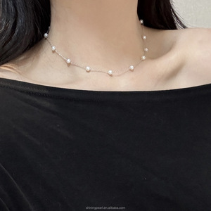 4-5mm <span class=keywords><strong>collana</strong></span> da donna personalizzabile in argento 925 d'acqua dolce con perla di moda femminile - Product Image 6