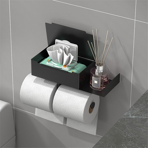 Zinc Alloy Wall-mounted Modern Design Punch-free <b>Tissue</b> Box Toilet Wipes Box Toilet Roll <b>Paper</b> Rack Mobile Phone Rack - Product Image 1