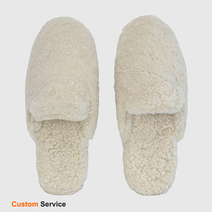 Özel kadın rahat kış ev kabarık shearlling yün kürk kaymaz koyun derisi katır terlik - Product Image 3