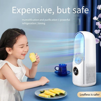 Bestone - Ventilador de Escritorio Eléctrico Portátil USB DC Recargable con Luz Nocturna y Humidificador, 6 Velocidades, para Coche, Hotel, Garaje, Hogar, Envío Gratuito