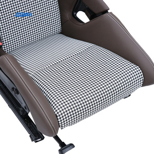 Asientos de Carreras Ajustables de Fibra de Carbono con Diseño Marrón y Patrón de Pata de Gallo para Porsche Boxster - Product Image 4