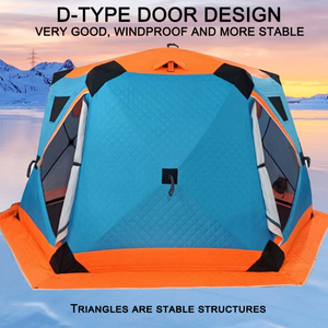 Tente de pêche sur glace hexagonale, installation automatique rapide, coupe-vent, imperméable, résistante au <span class=keywords><strong>froid</strong></span> hivernal, camping en plein air quatre saisons, Oxford - Product Image 6