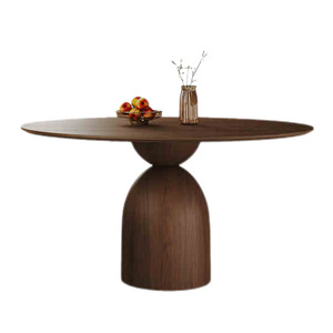 Modern Solid Walnut Wood <strong>Round</strong> <strong>Dining</strong> <strong>Table</strong> <strong>for</strong> <strong>Small</strong> Apartment Home Furniture Includes <strong>4</strong>-Seater Chair Combination - Product Image 5