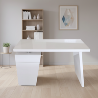 Bureau d'ordinateur en bois blanc brillant très vendu pour le bureau