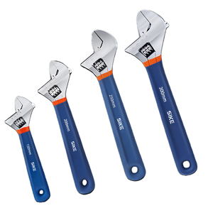 4-piece Adjustable <strong>Wrench</strong> <strong>Set</strong> Wide Jaw Chrome Finish Double Dipping Handle Laser Marked CRV Steel OEM for <strong>Professional</strong> Use - Product Image 1