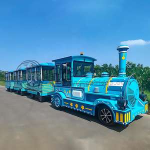 Equipo <span class=keywords><strong>de</strong></span> parque al aire libre 29 asientos 1 <span class=keywords><strong>locomotora</strong></span> 3 vagones Tren sin rieles <span class=keywords><strong>de</strong></span> lujo con aire acondicionado - Product Image 2