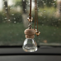 Diffuseur de parfum pour voiture en verre avec couvercle en bois, vide, luxueux, fantaisie, en forme de cône, portable, 8 ml