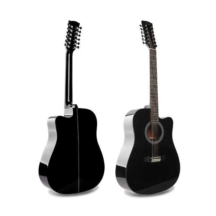 Guitarra folclórica de abeto, 12 cuerdas dobles, personalizada, de alta calidad, venta al por mayor