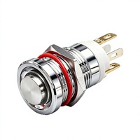 Interrupteur à bouton-poussoir métallique étanche de 12 mm avec réinitialisation lumineuse, à verrouillage, tête haute et tête plate